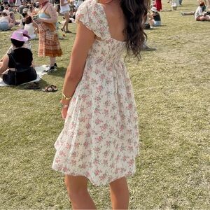 Floral Babydoll Dress with Pink Bow